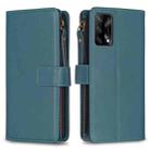For OPPO A74 4G / F19 4G 9 Card Slots Zipper Wallet Leather Flip Phone Case(Green) - 1