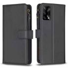 For OPPO A74 4G / F19 4G 9 Card Slots Zipper Wallet Leather Flip Phone Case(Black) - 1