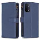 For OPPO A74 5G / A93 5G / A54 5G 9 Card Slots Zipper Wallet Leather Flip Phone Case(Blue) - 1