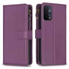 For OPPO A74 5G / A93 5G / A54 5G 9 Card Slots Zipper Wallet Leather Flip Phone Case(Dark Purple) - 1