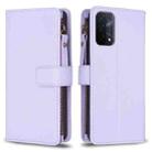 For OPPO A74 5G / A93 5G / A54 5G 9 Card Slots Zipper Wallet Leather Flip Phone Case(Light Purple) - 1