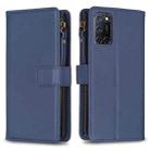 For OPPO A92 / A72 / A52 9 Card Slots Zipper Wallet Leather Flip Phone Case(Blue) - 1