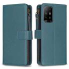For OPPO A94 5G / F19 Pro+ / Reno5 Z 5G 9 Card Slots Zipper Wallet Leather Flip Phone Case(Green) - 1