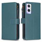 For OPPO A96 5G / Reno7 Z 9 Card Slots Zipper Wallet Leather Flip Phone Case(Green) - 1