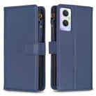 For OPPO A96 5G / Reno7 Z 9 Card Slots Zipper Wallet Leather Flip Phone Case(Blue) - 1