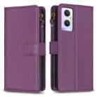 For OPPO A96 5G / Reno7 Z 9 Card Slots Zipper Wallet Leather Flip Phone Case(Dark Purple) - 1