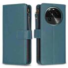 For OPPO Find X6 9 Card Slots Zipper Wallet Leather Flip Phone Case(Green) - 1