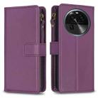 For OPPO Find X6 9 Card Slots Zipper Wallet Leather Flip Phone Case(Dark Purple) - 1