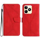 For Realme C53 Stitching Embossed Leather Phone Case(Red) - 1