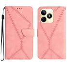 For Realme C53 Stitching Embossed Leather Phone Case(Pink) - 1