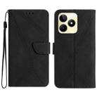 For Realme C53 Stitching Embossed Leather Phone Case(Black) - 1