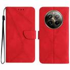 For Realme 12+ Global Stitching Embossed Leather Phone Case(Red) - 1