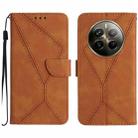 For Realme 12+ Global Stitching Embossed Leather Phone Case(Brown) - 1