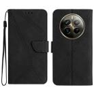 For Realme 12+ Global Stitching Embossed Leather Phone Case(Black) - 1