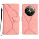 For Realme 12 Pro/12 Pro+ Global Stitching Embossed Leather Phone Case(Pink) - 1