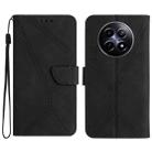 For Realme 12 5G Global Stitching Embossed Leather Phone Case(Black) - 1