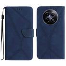 For Realme 12 5G Global Stitching Embossed Leather Phone Case(Blue) - 1