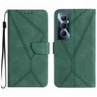 For Realme C65 4G Stitching Embossed Leather Phone Case(Green) - 1