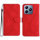 For Realme C63 4G Global/ C61 Stitching Embossed Leather Phone Case(Red) - 1