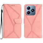 For Realme C63 4G Global/ C61 Stitching Embossed Leather Phone Case(Pink) - 1