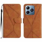 For Realme C63 4G Global/ C61 Stitching Embossed Leather Phone Case(Brown) - 1