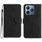 For Realme C63 4G Global/ C61 Stitching Embossed Leather Phone Case(Black) - 1