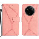 For Realme 14 Pro+ 5G Stitching Embossed Leather Phone Case(Pink) - 1