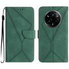 For Realme 14 Pro+ 5G Stitching Embossed Leather Phone Case(Green) - 1