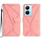 For vivo Y78+ Stitching Embossed Leather Phone Case(Pink) - 1