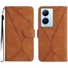 For vivo Y78+ Stitching Embossed Leather Phone Case(Brown) - 1