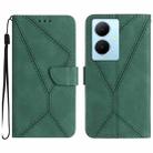 For vivo Y78+ Stitching Embossed Leather Phone Case(Green) - 1