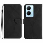 For vivo Y78+ Stitching Embossed Leather Phone Case(Black) - 1