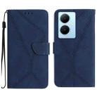 For vivo Y78+ Stitching Embossed Leather Phone Case(Blue) - 1