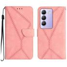 For vivo Y200e 5G/Y100 5G IDN/V30 Lite 5G India Stitching Embossed Leather Phone Case(Pink) - 1