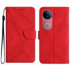 For vivo V50 5G Global Stitching Embossed Leather Phone Case(Red) - 1