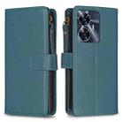 For Realme C55 9 Card Slots Zipper Wallet Leather Flip Phone Case(Green) - 1