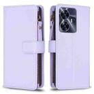 For Realme C55 9 Card Slots Zipper Wallet Leather Flip Phone Case(Light Purple) - 1