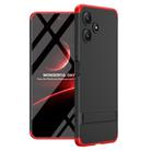 For Xiaomi Redmi 12 5G GKK Three Stage Splicing Full Coverage PC Phone Case with Stand(Black Red) - 1