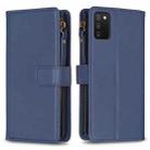For Samsung Galaxy A03s 9 Card Slots Zipper Wallet Leather Flip Phone Case(Blue) - 1