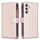 For Samsung Galaxy A14 9 Card Slots Zipper Wallet Leather Flip Phone Case(Rose Gold) - 1