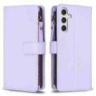 For Samsung Galaxy A14 9 Card Slots Zipper Wallet Leather Flip Phone Case(Light Purple) - 1