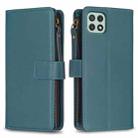 For Samsung Galaxy A22 5G 9 Card Slots Zipper Wallet Leather Flip Phone Case(Green) - 1