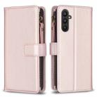 For Samsung Galaxy A24 4G 9 Card Slots Zipper Wallet Leather Flip Phone Case(Rose Gold) - 1