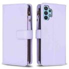 For Samsung Galaxy A32 4G 9 Card Slots Zipper Wallet Leather Flip Phone Case(Light Purple) - 1