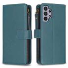 For Samsung Galaxy A32 5G 9 Card Slots Zipper Wallet Leather Flip Phone Case(Green) - 1