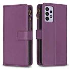 For Samsung Galaxy A33 9 Card Slots Zipper Wallet Leather Flip Phone Case(Dark Purple) - 1