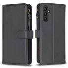 For Samsung Galaxy A34 5G 9 Card Slots Zipper Wallet Leather Flip Phone Case(Black) - 1