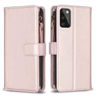 For Samsung Galaxy A41 9 Card Slots Zipper Wallet Leather Flip Phone Case(Rose Gold) - 1