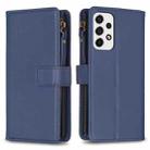 For Samsung Galaxy A53 9 Card Slots Zipper Wallet Leather Flip Phone Case(Blue) - 1