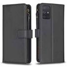 For Samsung Galaxy A71 4G 9 Card Slots Zipper Wallet Leather Flip Phone Case(Black) - 1